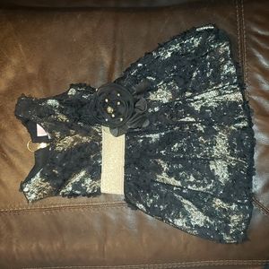 Zoe Ltd black gold flowers beaded dress gown 4 xs